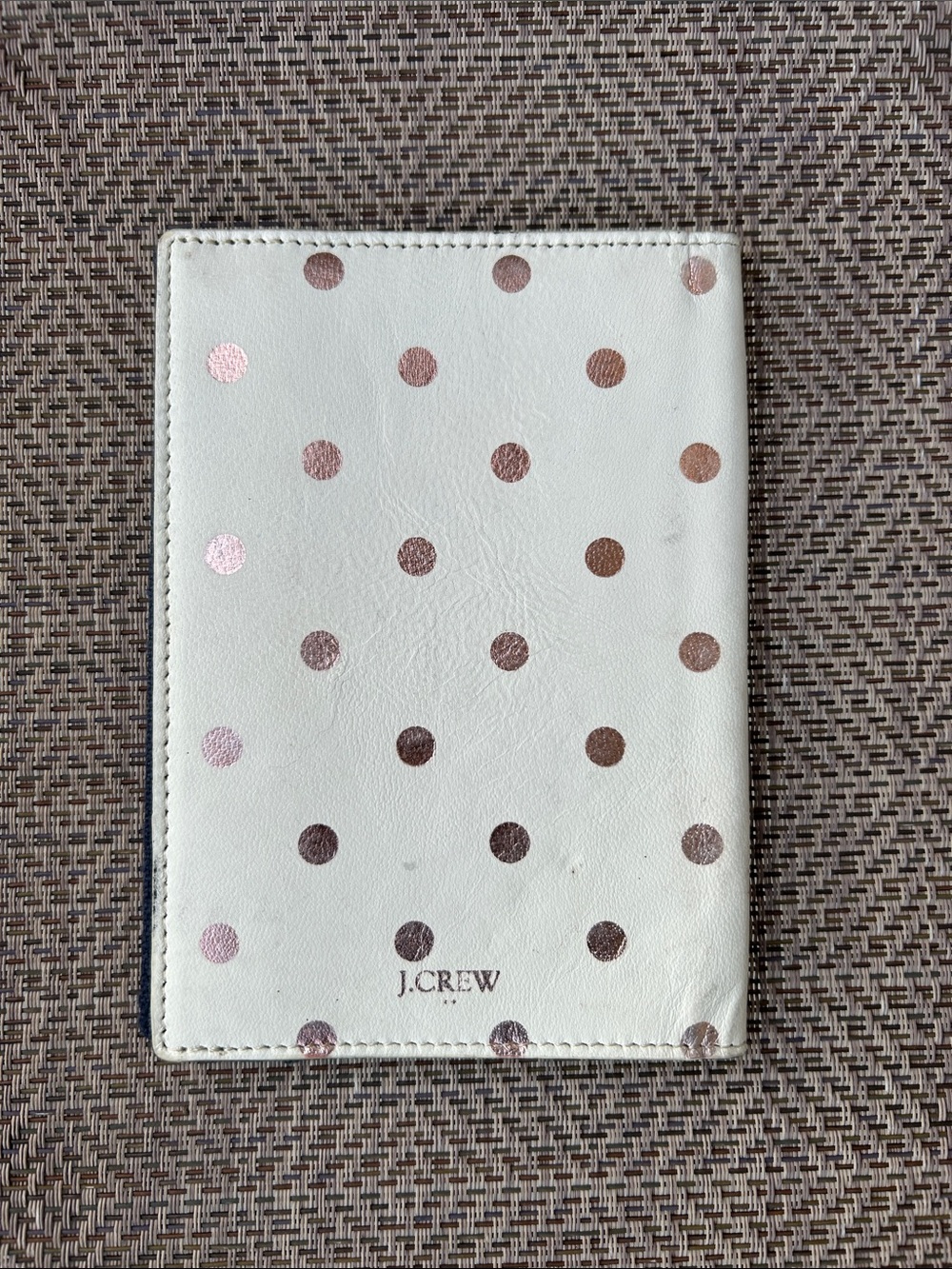 J. Crew cream colored passport case featuring rose gold dot accents. - Picture 2 of 6